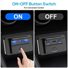 12V Dual USB QC3.0 & PD Port Car Fast Charger Socket Power Outlet On-Off Switch