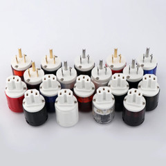 Pair Gold/Rhodium Plated US AC Audio Mains Plug IEC C15 HiFi Power Wire Connetor