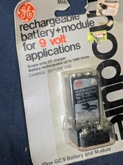 Vintage NiCd 9V 9 Volt Rechargeable Battery with plug in charger