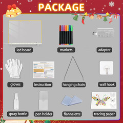 LED Note Board with 7 Colors, Includes Adapter, 13″X10″ Led Drawing Board for Ki