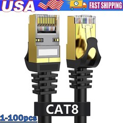 Cat 8 Ethernet RJ45 Cable Super Speed 40Gbps Patch LAN Network Gold Plated Lot