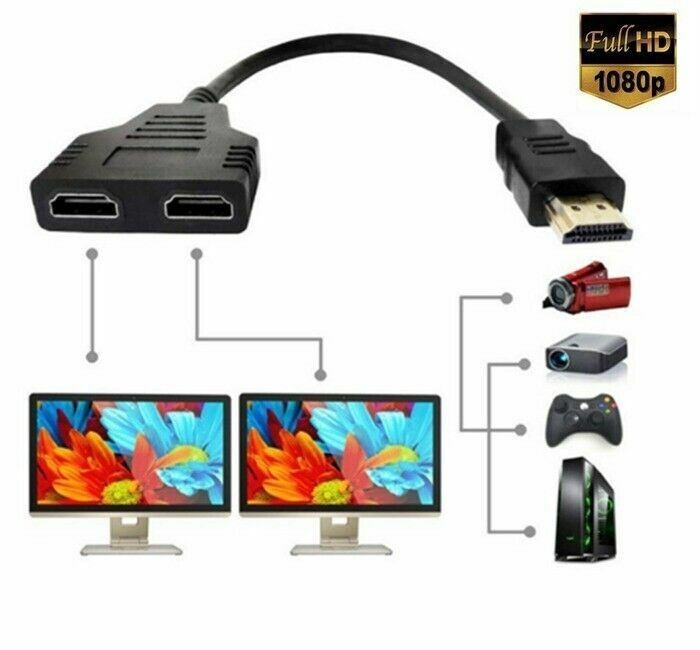 4K HDMI Splitter Adapter 1 Input 2 Output Male to Dual Female Converter