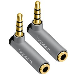Right Angle 3.5mm 1/8″ Audio Mic Adapter 2-Pack,90 Degree 3.5mm 1/8 Inch TRRS…