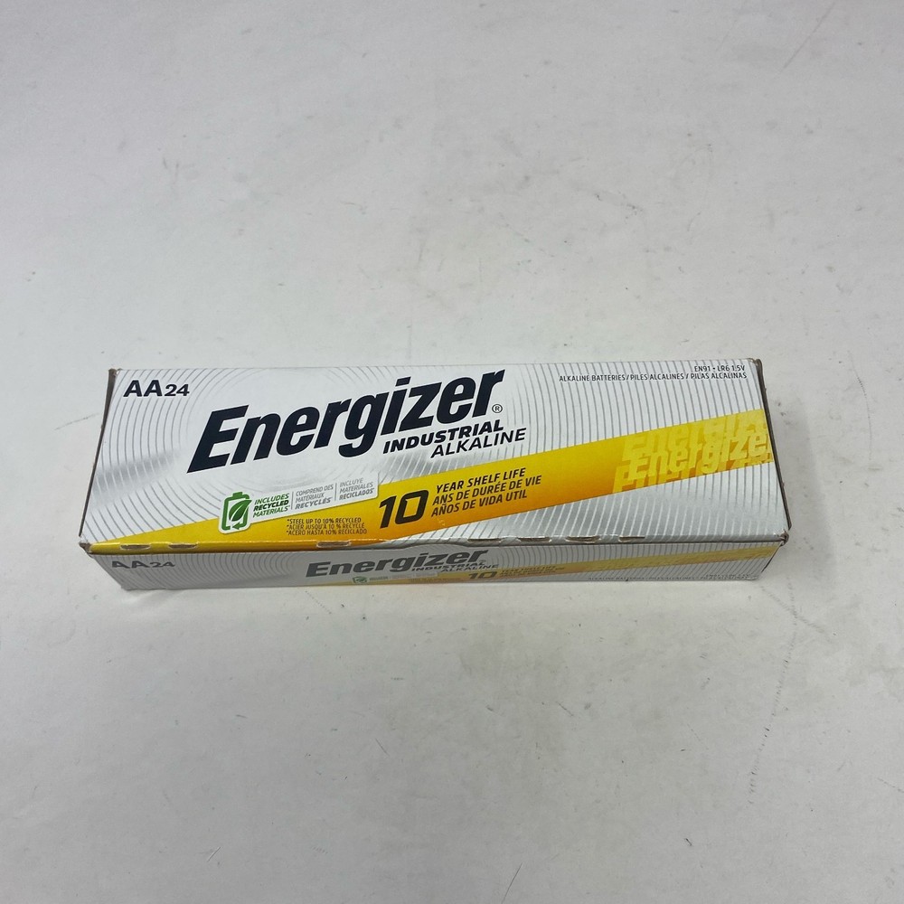 Energizer Industrial AA 1.5V Alkaline Batteries 24-Pack Silver/Yellow