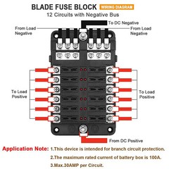6 / 12 Way 12V 24V Auto Car Power Distribution Blade Fuse Holder Box Block Panel