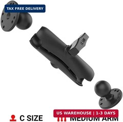 RAM Mounts Double Ball Mount with Round Plates, C Size 1.5″ Ball Medium Arm, AMP