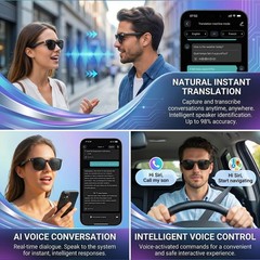 AI Smart Glasses, 164 Language Translation Glasses, Bluetooth Glasses with Sp…