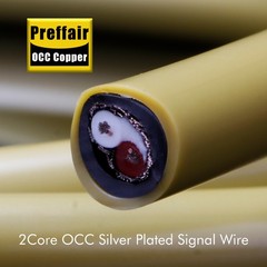 1M Preffair OCC Copper Silver Plated Audio Cable 2Core OD:9.3mm