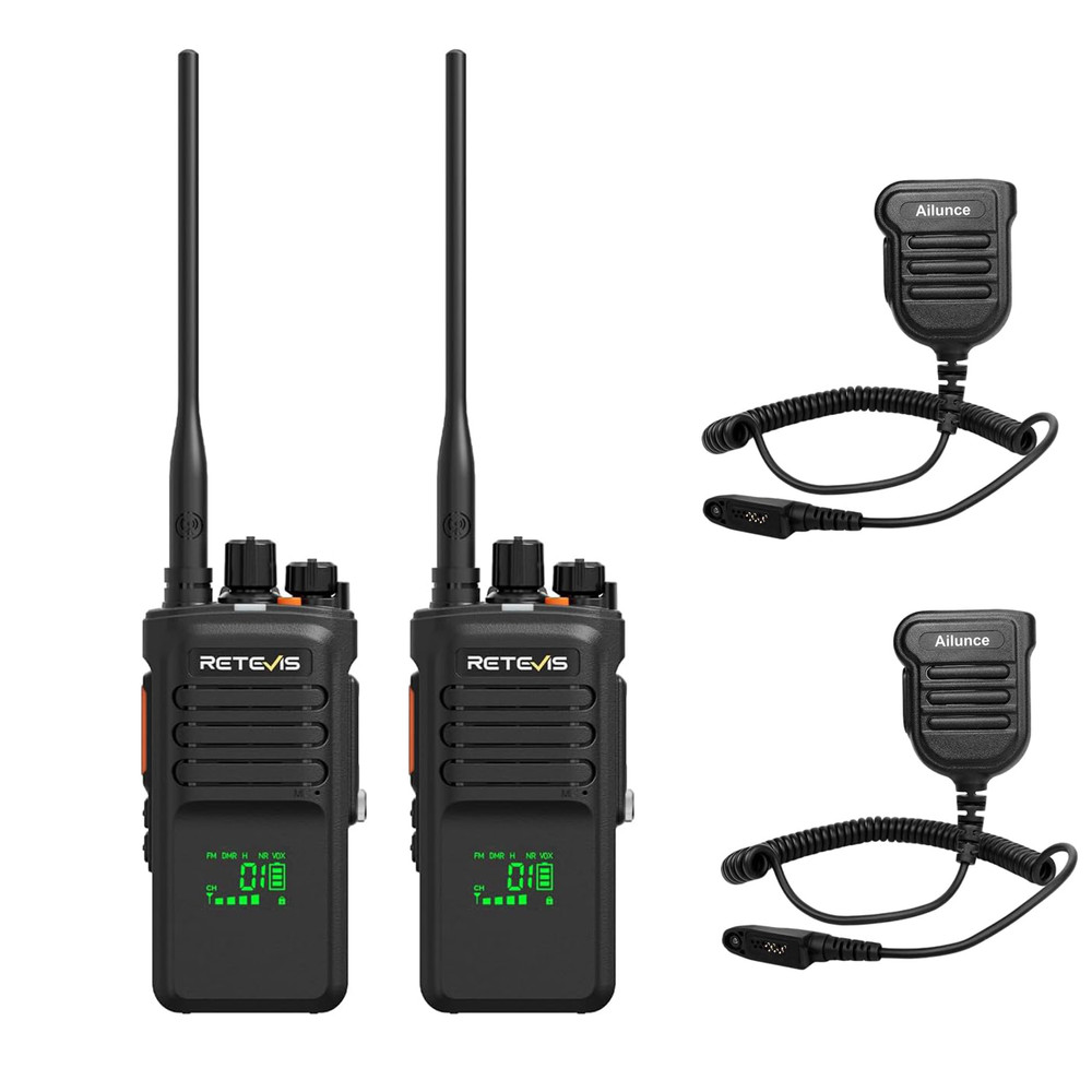2* NR40 DMR/Analog Two Way Radio ARC4/AES256 Noise Reduction & Waterproof Mic
