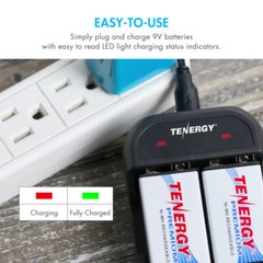 Tenergy TN141 2 Bay 9V Charger Combos with 9V NiMH Rechargeable Batteries