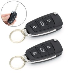Keyless Entry Car Alarm System 2 Flip Key Fob 3-button Remote Control Lock Kit