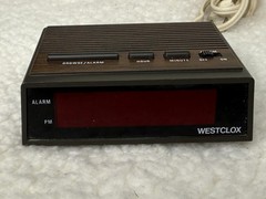 Vintage Westclox 22690 Digital Alarm Clock Brown Woodgrain Red LED Hong Kong