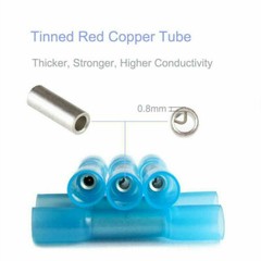 100X BLUE HEAT SHRINK BUTT CONNECTORS WIRE 14-16 GAUGE WATERPROOF WIRING