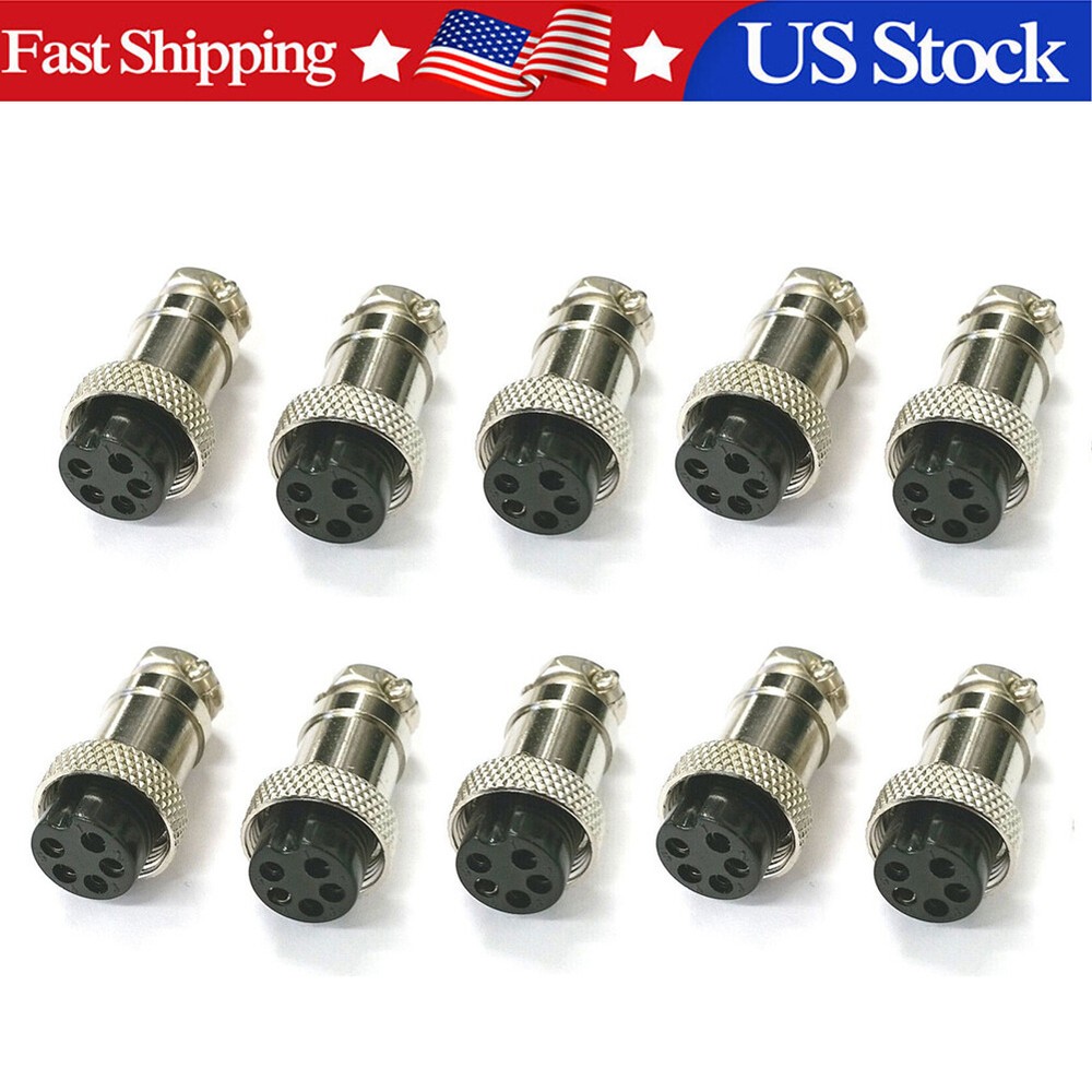 10PCS 5 Pin Female & Male Microphone Connector for CB Radio Ham Plug USA Stock`