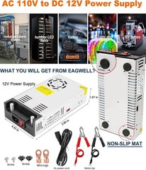 Universal 110V to 12V AC/DC Power Converter, 30A, 360W with Smart Cooling