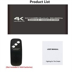 3 Port 4K 3X1 HDMI Switcher 3 In 1 Out HDMI With IR Remote Supporting HDCP2.2