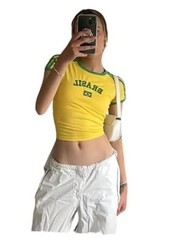 Vintage Graphic Baby Tees for Women Brazil Shirt Y2k Tops Medium Brazil-a
