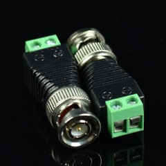 5x CCTV Camera Video Balun Connector BNC Male Plug to 2 Pins CAT5 Screw Terminal