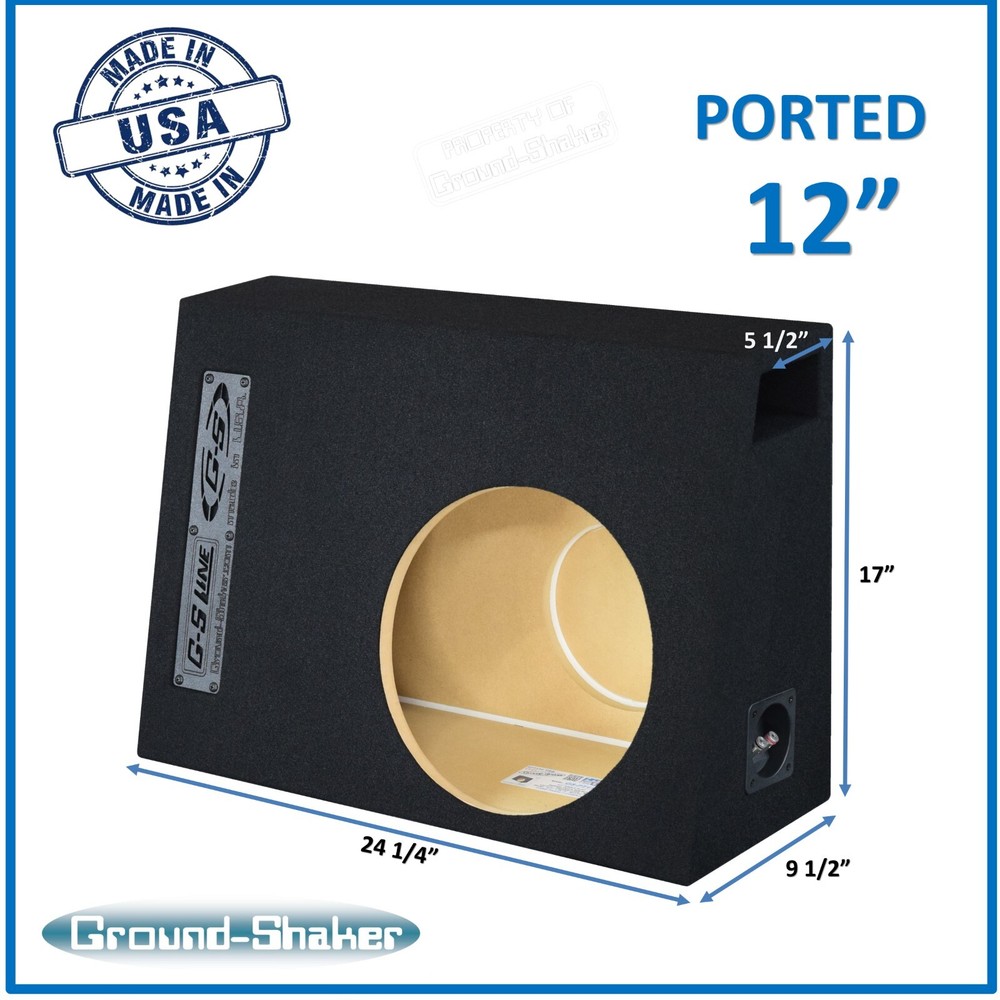 Single / Regular Cab 12″ Single Truck Ported Sub Box Vented Subwoofer Enclosure