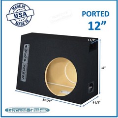 Single / Regular Cab 12″ Single Truck Ported Sub Box Vented Subwoofer Enclosure