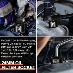 24mm Low Profile Oil Filter Socket, 3/8″ Drive 6-Point Oil Filter C Size: 24mm