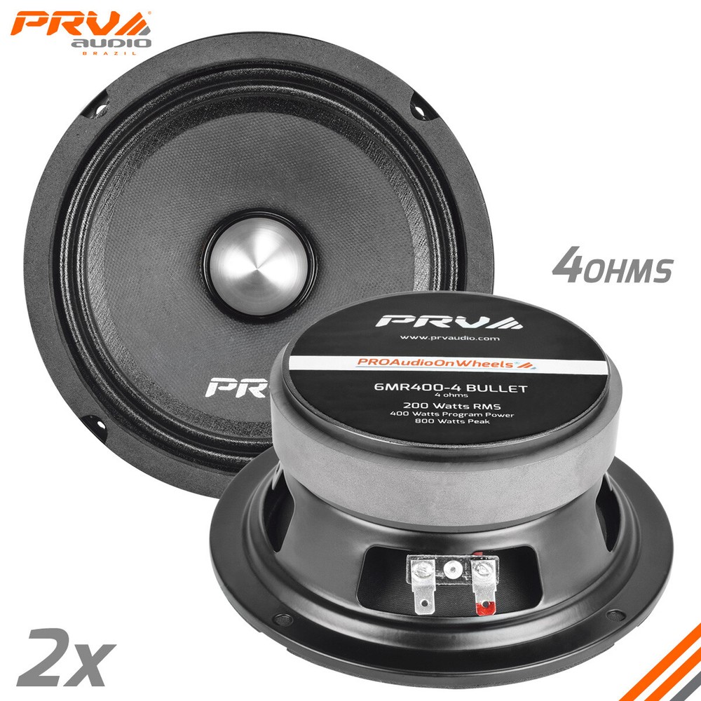 2x PRV Audio 6MR400-4 Bullet Midrange 6.5″ Speakers 4 Ohms PRO Car Audio 400W