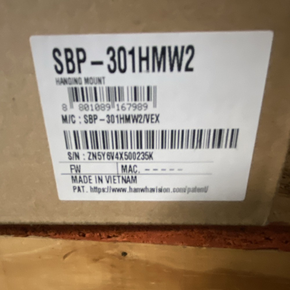 Hanwha SBP-301HMW2 Surveillance Camera Bracket Hanging Mount, Made in Vietnam