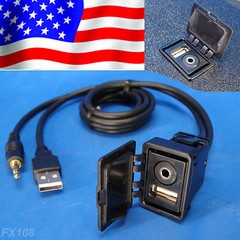 FLUSH MOUNT AUX USB 3.5MM HEADPHONE JACK MOUNTING PANEL DASHBOAR DOCK INPUT LEAD
