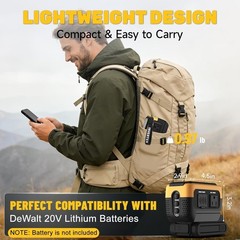240W Pure Sine Wave Power Inverter for DeWALT 20V Battery PD 140W USB-C AC Outle