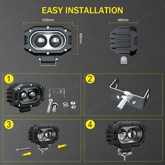 White 4″ LED Work Light Bar Spot Pods Fog Lamp Offroad Driving Truck SUV 4WD