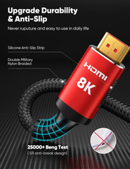 8K HDMI Cable 2.1 Long 15FT 2-Pack, Ultra 48Gbps High Speed 8K60Hz 4K120Hz 14…