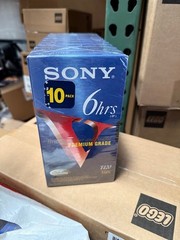 10-Pack SONY Premium Grade Blank VHS Video Tapes LOT 6 Hours T-120VR New Sealed