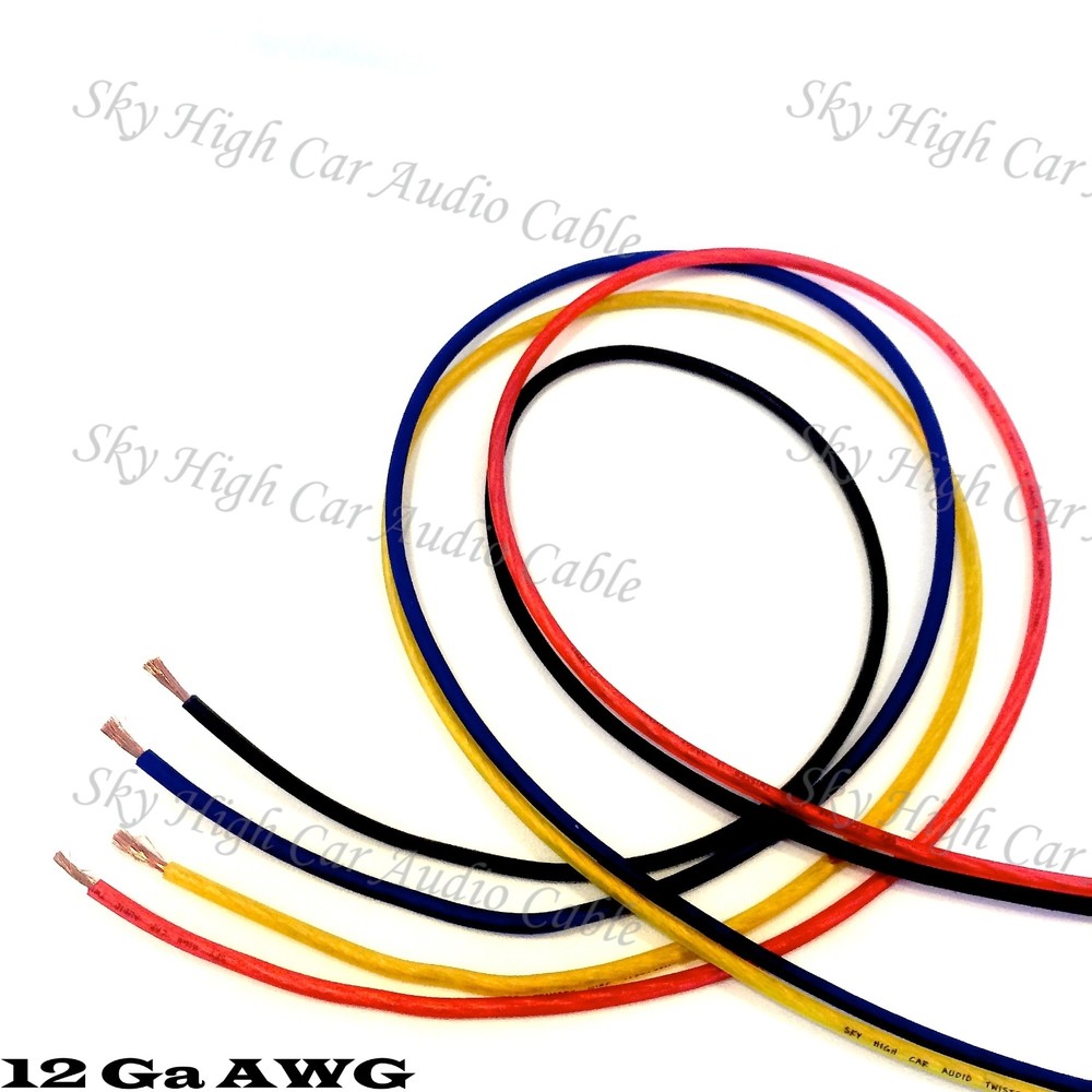 50′ EACH RED, BLUE, BLACK, YELLOW – 200 ft 12 Ga AWG Primary / Remote Wire Lead