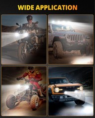 4 Inch Round LED Pod Lights, 60W 6000LM LED Spot Off Road/Driving/Fog Lights for