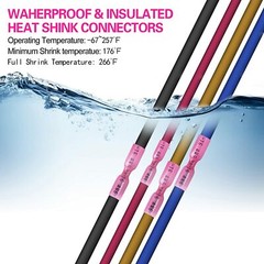 220x Waterproof Heat Shrink Spade Wire Connectors Electrical Crimp Terminals set