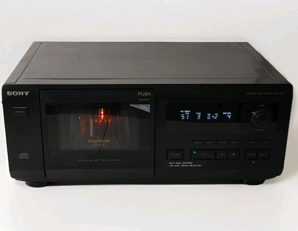 Sony CDP-CX50 50 Disc CD Changer Carousel Player Tested Working Read Description