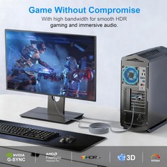 2 PCS DisplayPort 2.1 Cable 6.6 FT DP 16K@60Hz 8K@120Hz 4K@240Hz 54Gbps PC