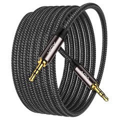 30 Ft Braided Aux Cable, 3.5mm Male to Male, Copper Shell, Hi-Fi Sound Stereo
