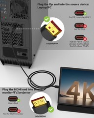 4K DisplayPort to Mini HDMI Cable 5FT, DP to Mini HDMI Male Video UHD 1440P/2K@1