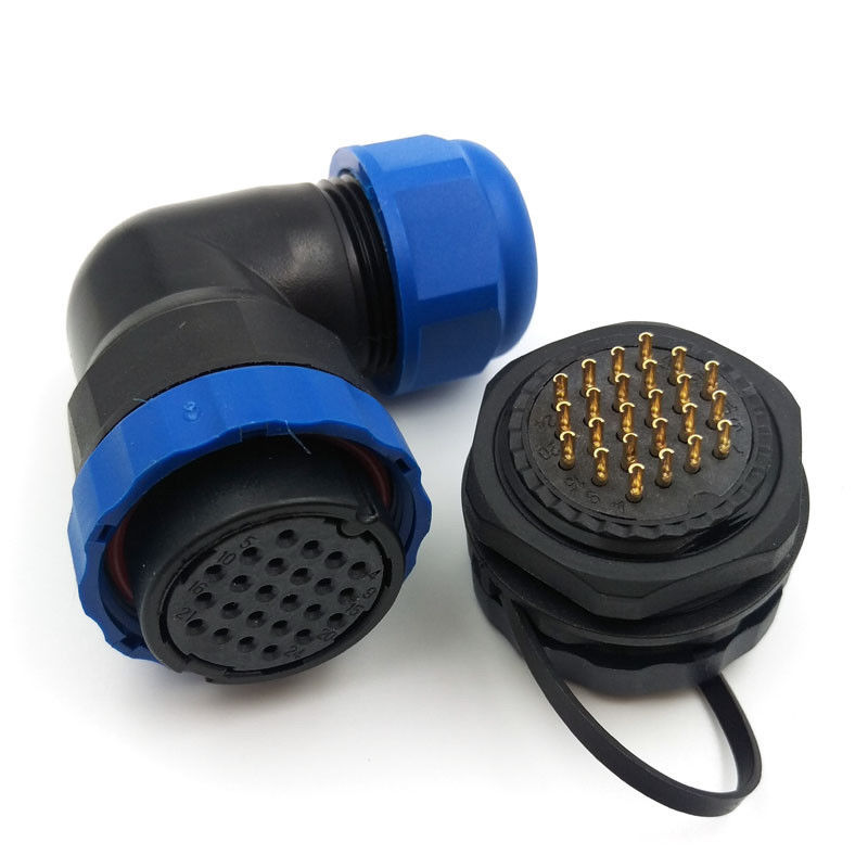SD28 IP68 24pin Flange Elbow Waterproof Aviation Cable Connector Plug Socket