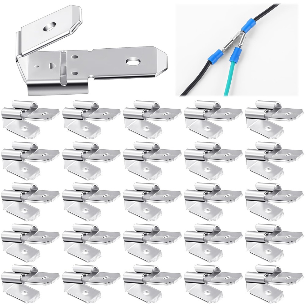 25 Pcs Double Piggyback Spade Connectors, Electrical Double Male Female Adapter,