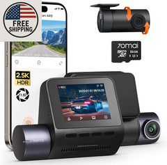 70Mai Dash Cam Front and Rear 2.5K+1080P HDR 64GB Card Included (A410)