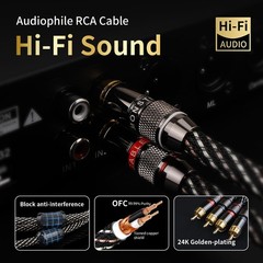 Audiophile Hifi 3.28Ft Audio RCA Cables – 2RCA Male to Male,15 AWG,4N OFC Core,2