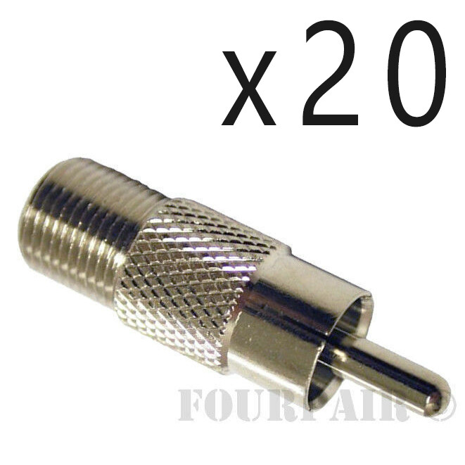 20 Pack Lot – RCA Male Plug to F Female Coax Jack Adapter Connector Coupler RG59