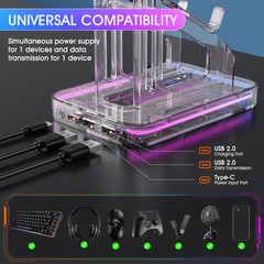 Luckit Gaming Headphones Stand, RGB Headset Stand with 2 USB Transparent