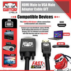 HDMI to VGA Cable Converter Adapter For HDTV PC Desktop Monitor Video 1080P 6FT