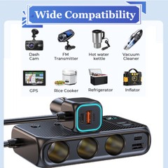 Multi Car Cigarette Lighter Socket USB Plug Fast Charger Power Adapter Splitter