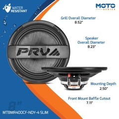 2x PRV 8″ Motorcycle Speaker Waterproof 800W 4 Ohm MT8MR400CF Neo Carbon Fiber