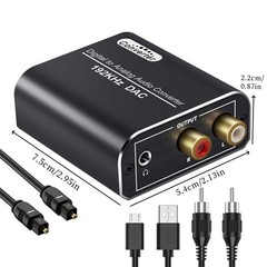 192kHz High-Resolution DAC Toslink/Coaxial to RCA Adapter 20Hz-20kHz Response