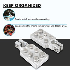 Pair of Car Audio 6 Spot Flat Battery Terminals Bolt 4/0 AWG Lugs Gauge